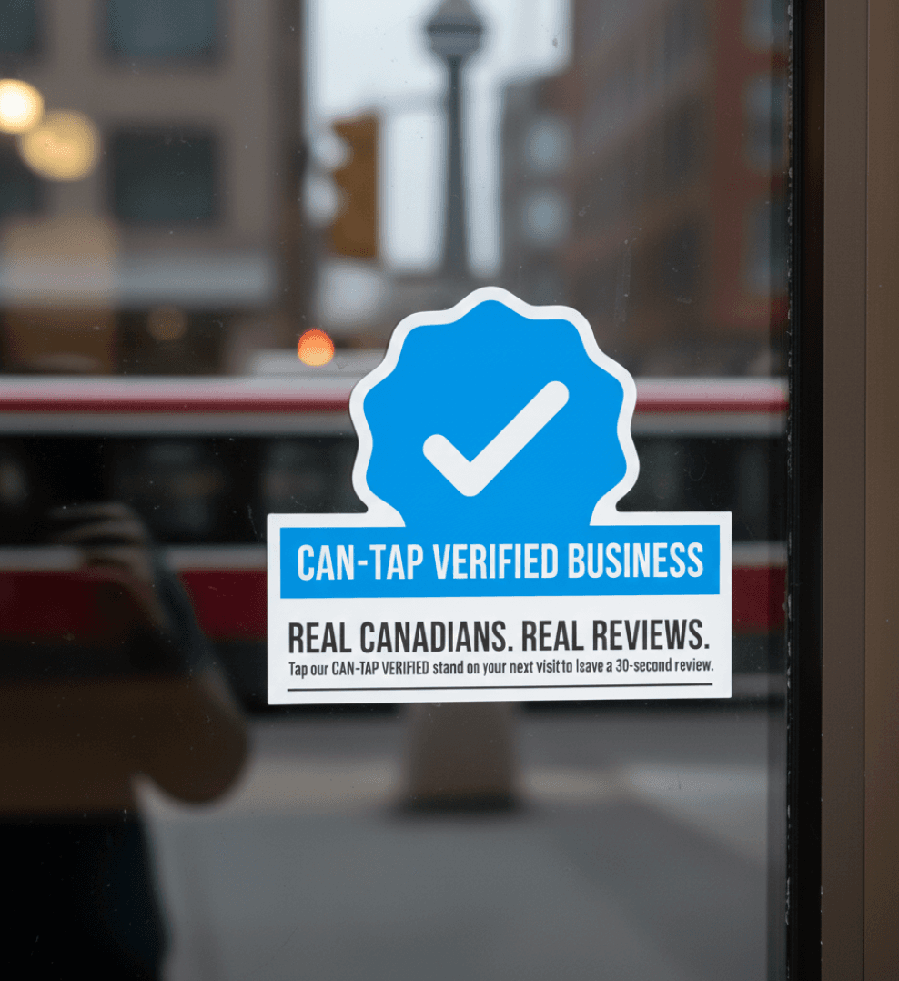 CAN-TAP Verified badge on Canadian storefront window
